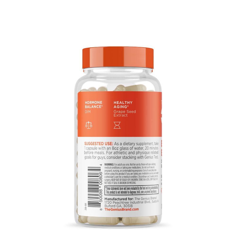 Genius Estrogen Balance Supplement Back Label