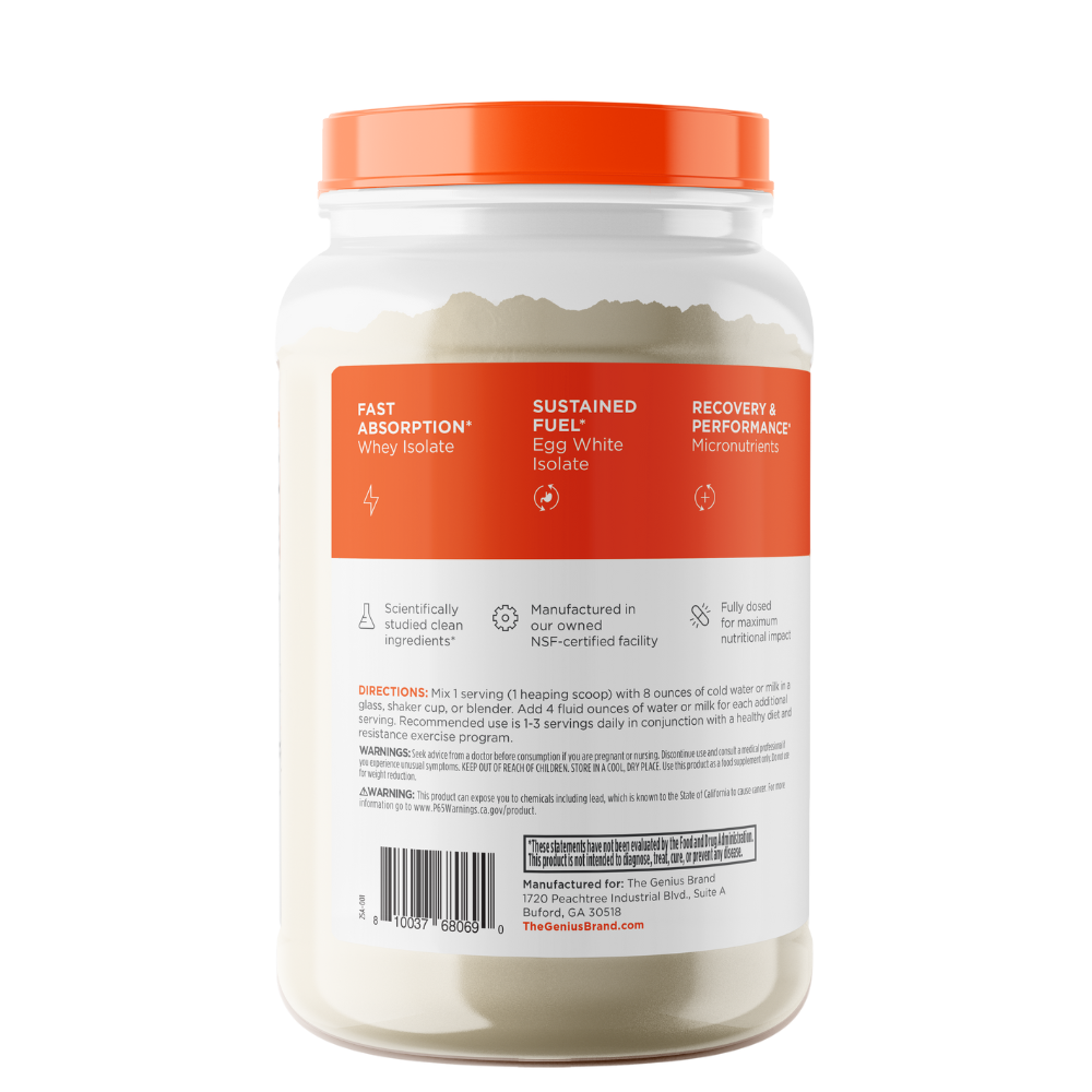 Genius Protein Powder Back Label Vanilla