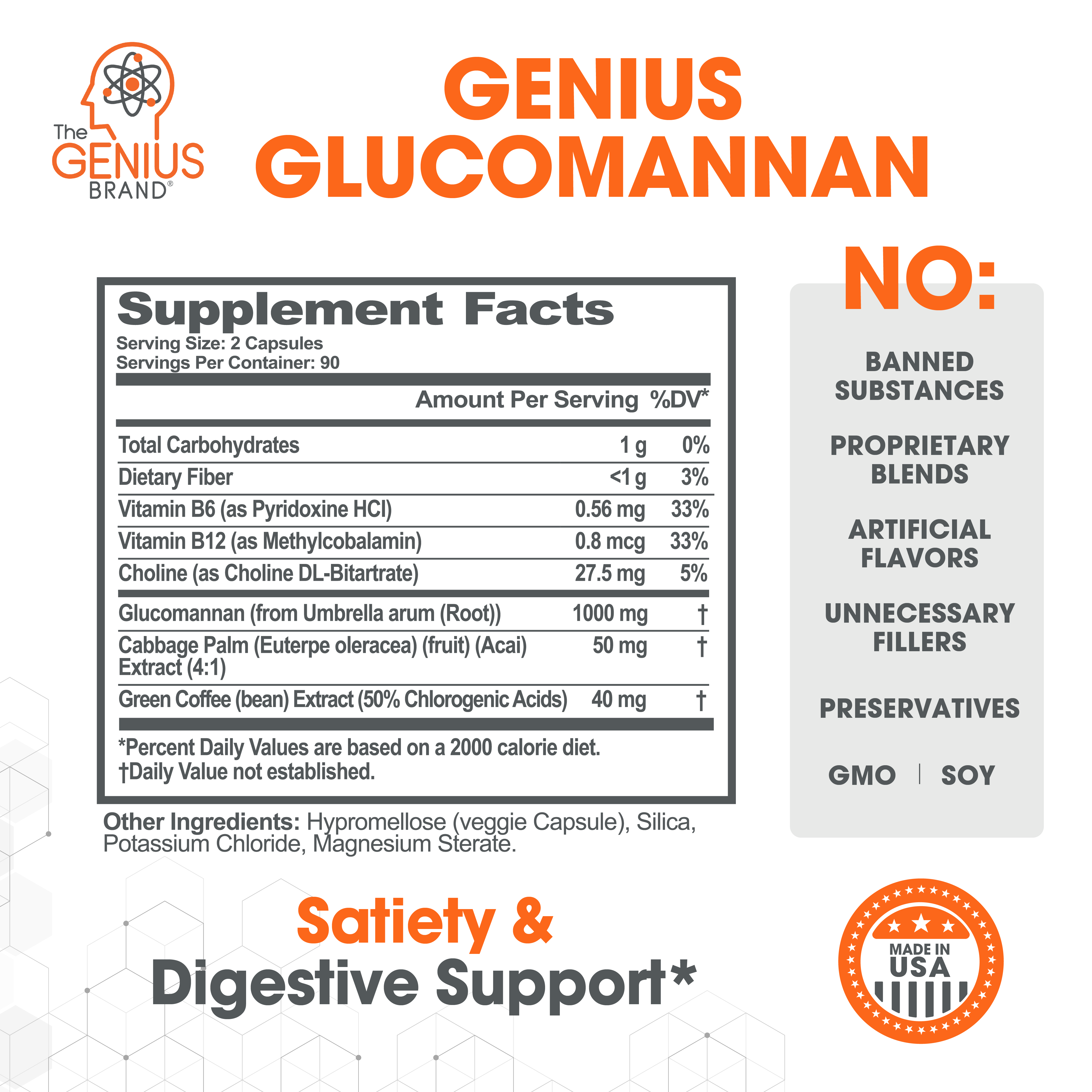 Genius Glucomannan for Appetite Control, Digestion, and Wellness