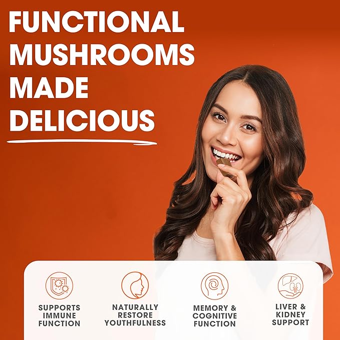 Genius Mushroom Soft Chews Facts Woman Eating