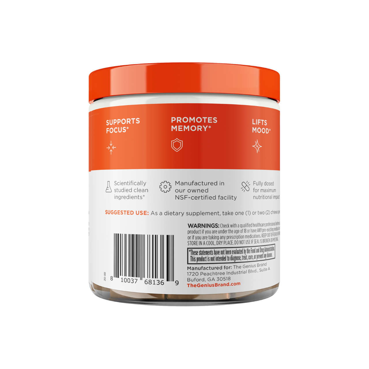 Genius Lion’s Mane Soft Chews for Focus, Memory, and Cognitive Performance