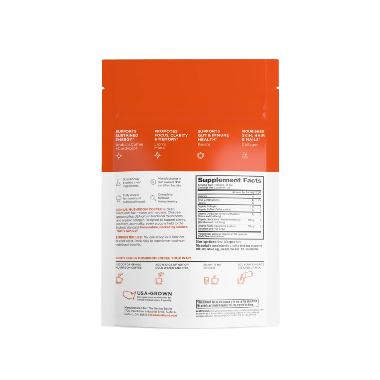 Genius Mushroom Coffee Blend for Focus, Energy, and Wellness